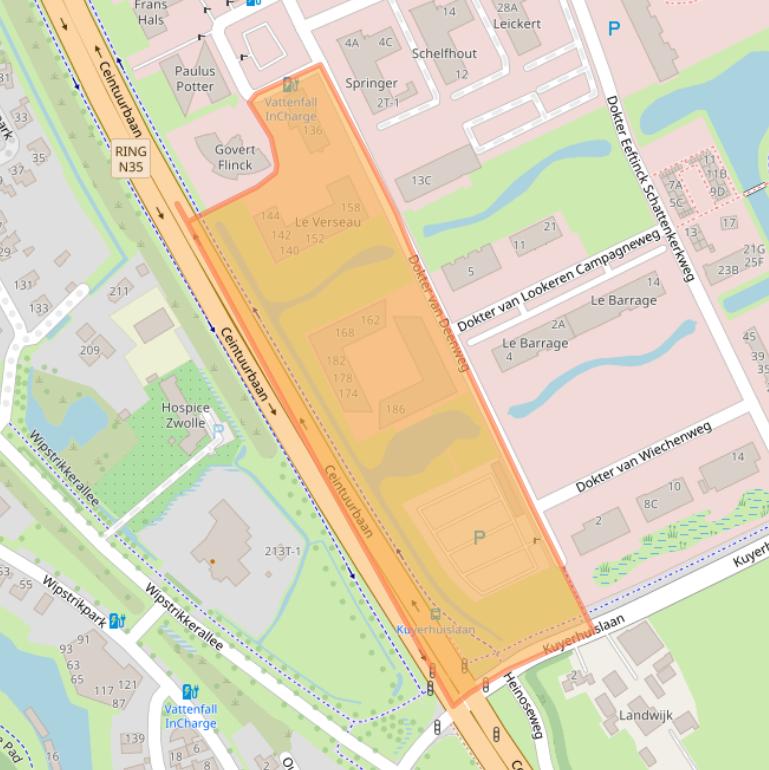 Kaart van postcodegebied 8025BM.