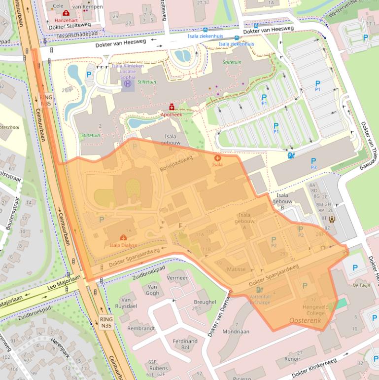 Kaart van postcodegebied 8025BT.