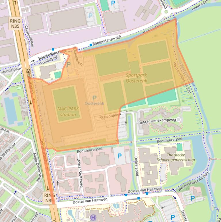 Kaart van postcodegebied 8025CP.