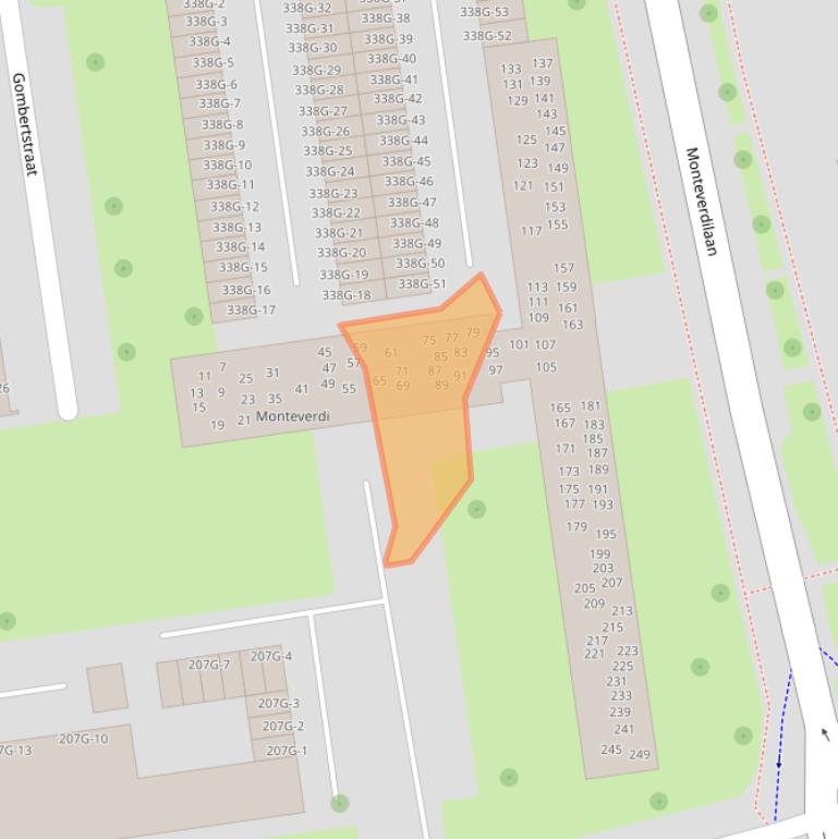 Kaart van postcodegebied 8031DJ.