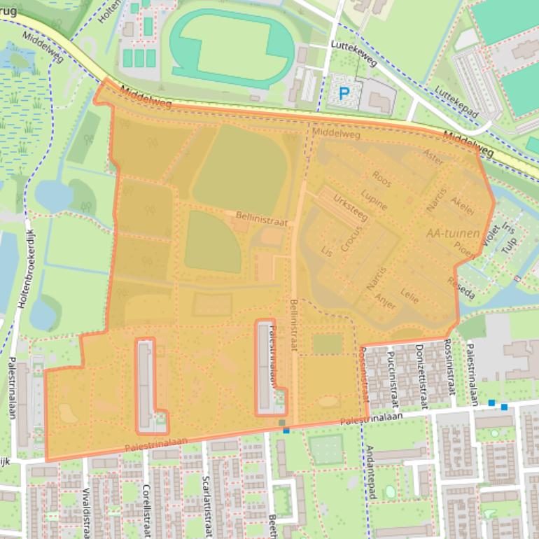 Kaart van postcodegebied 8031LM.