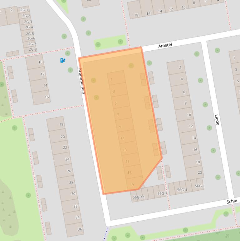 Kaart van postcodegebied 8032AB.