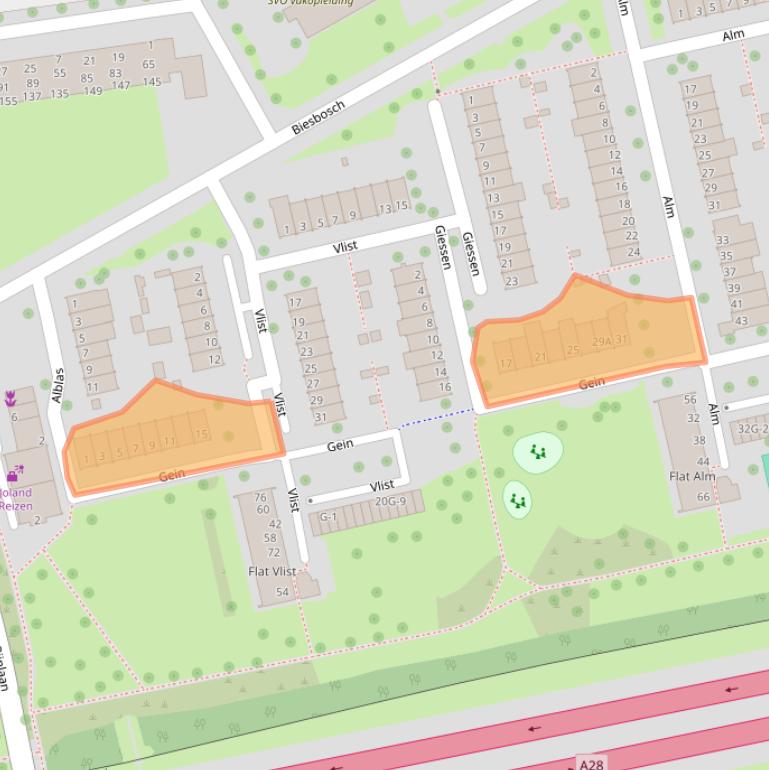 Kaart van postcodegebied 8032BB.