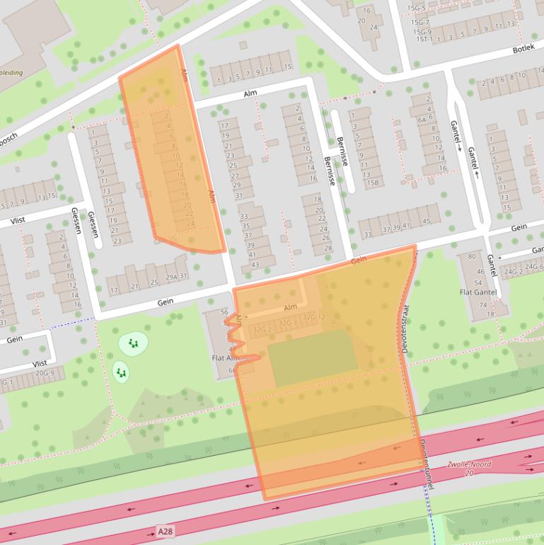 Kaart van postcodegebied 8032BL.