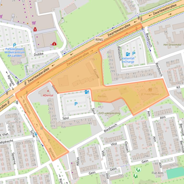 Kaart van postcodegebied 8032CA.