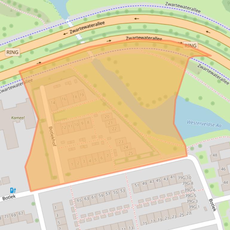 Kaart van postcodegebied 8032CZ.