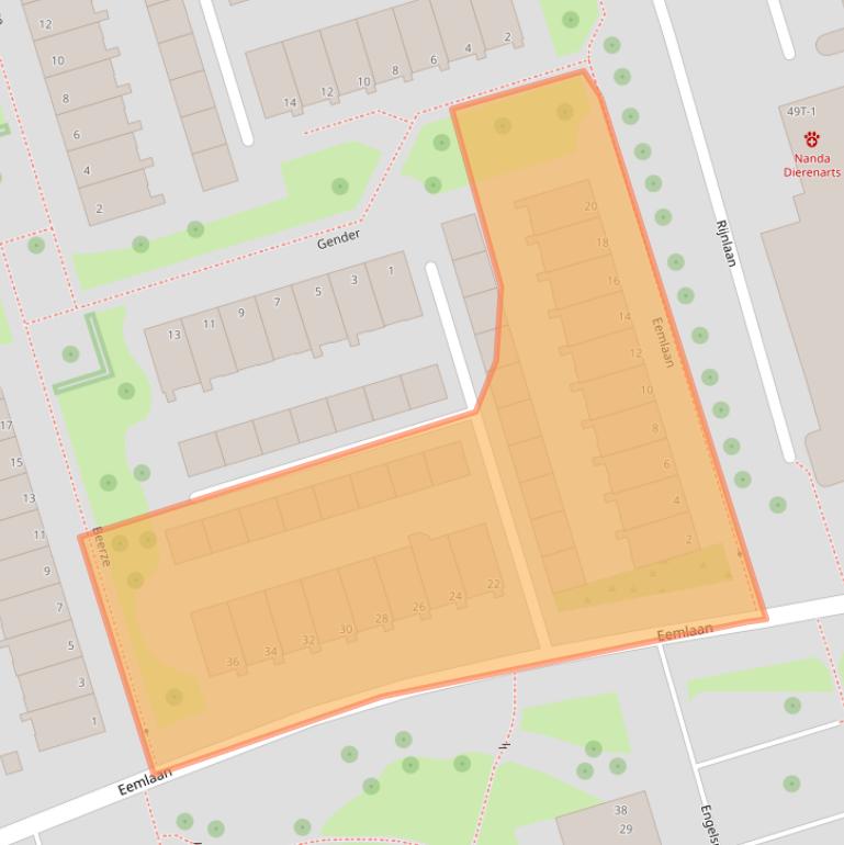 Kaart van postcodegebied 8032EA.