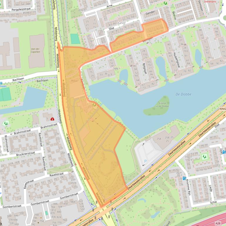 Kaart van postcodegebied 8032EB.