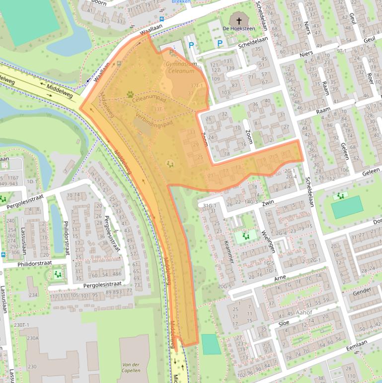 Kaart van postcodegebied 8032EM.
