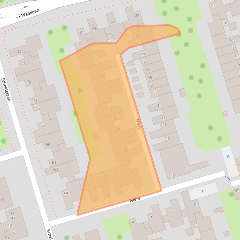 Kaart van postcodegebied 8032EW.