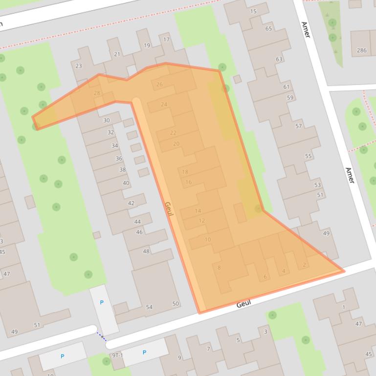 Kaart van postcodegebied 8032GJ.