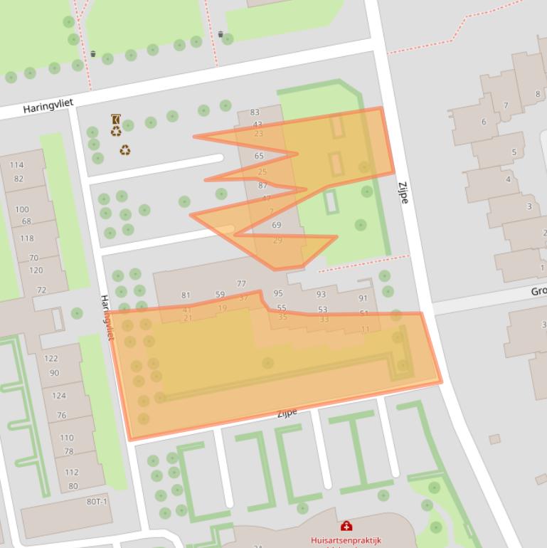 Kaart van postcodegebied 8032HS.