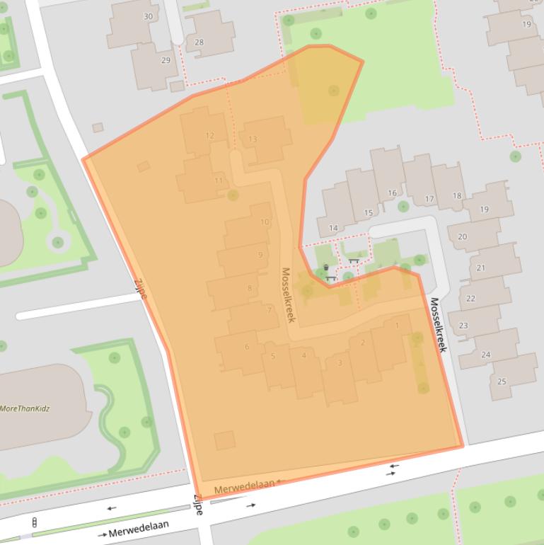 Kaart van postcodegebied 8032JA.