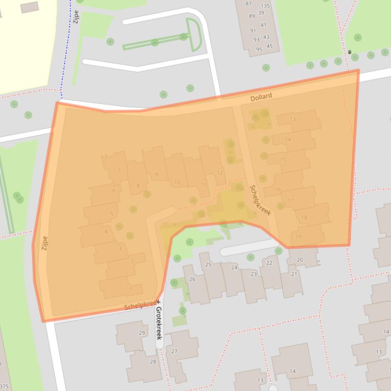 Kaart van postcodegebied 8032JE.