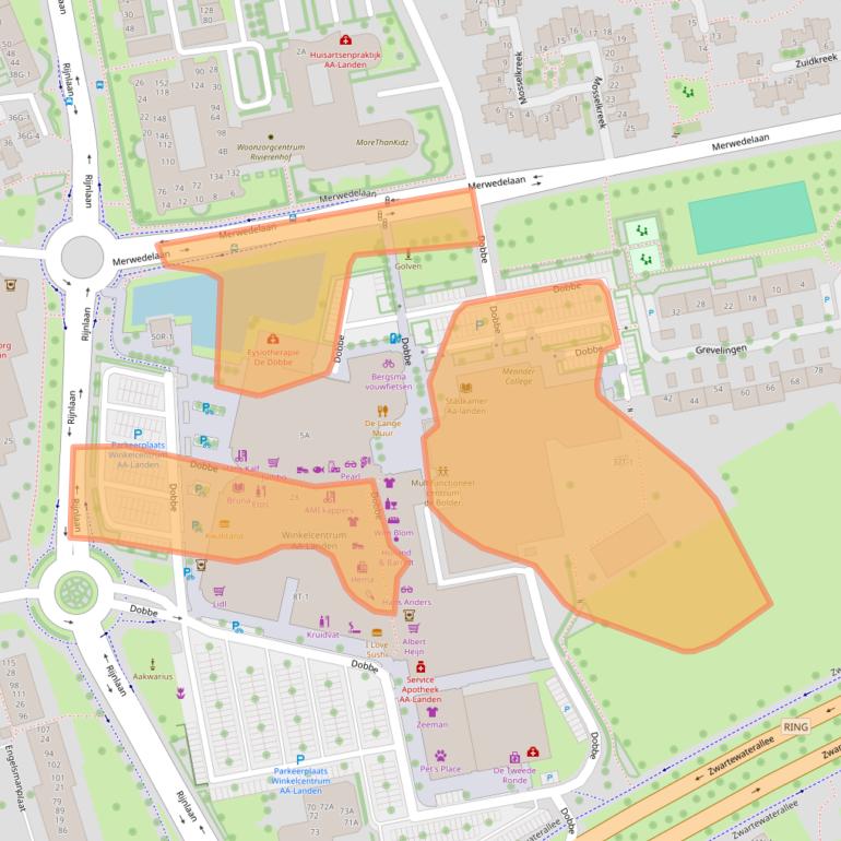 Kaart van postcodegebied 8032JW.
