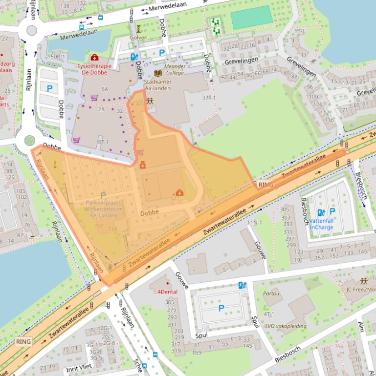 Kaart van postcodegebied 8032JX.