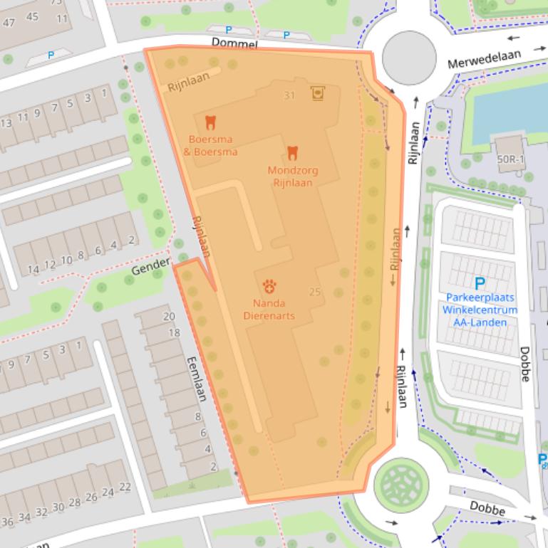 Kaart van postcodegebied 8032JZ.