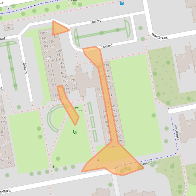 Kaart van postcodegebied 8032KJ.