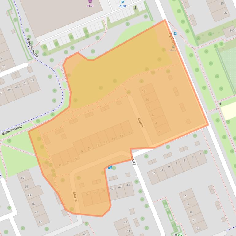 Kaart van postcodegebied 8032ZN.