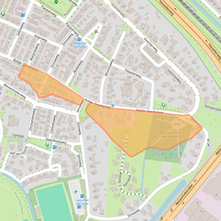 Kaart van postcodegebied 8042CA.