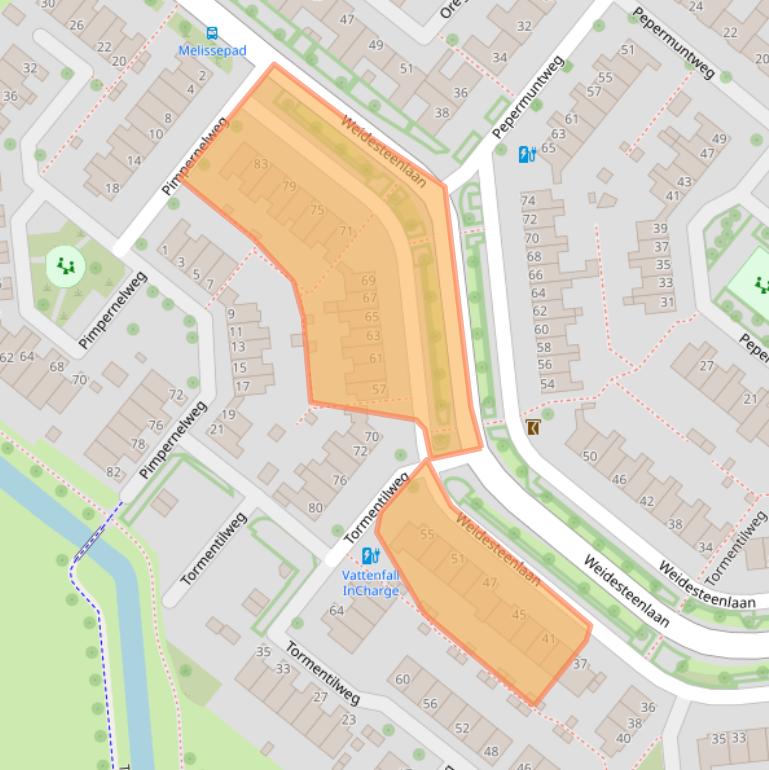 Kaart van postcodegebied 8042NZ.