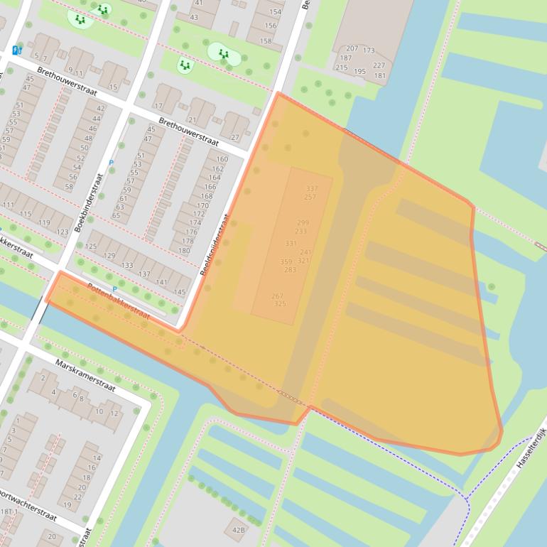 Kaart van postcodegebied 8043CS.