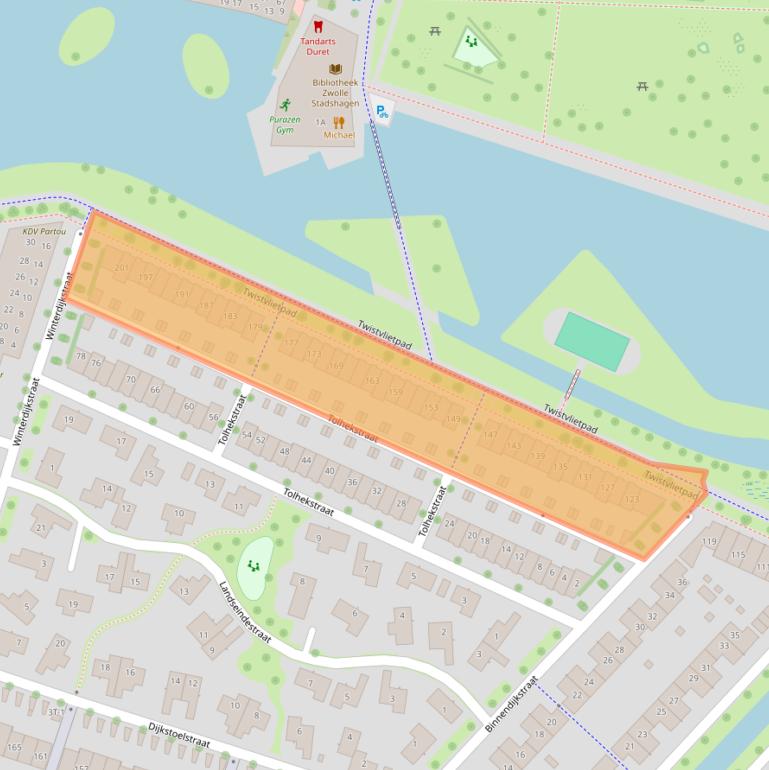 Kaart van postcodegebied 8043HZ.