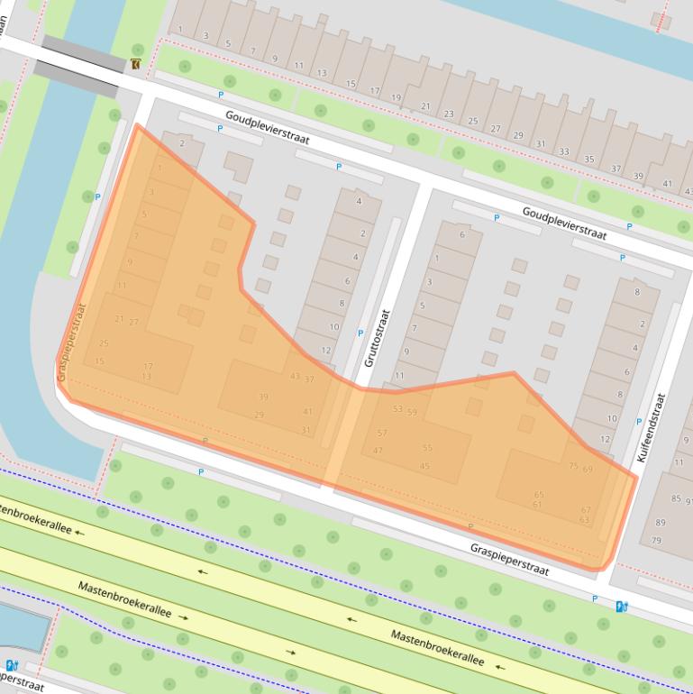 Kaart van postcodegebied 8043JA.