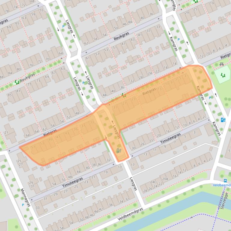 Kaart van postcodegebied 8043KJ.