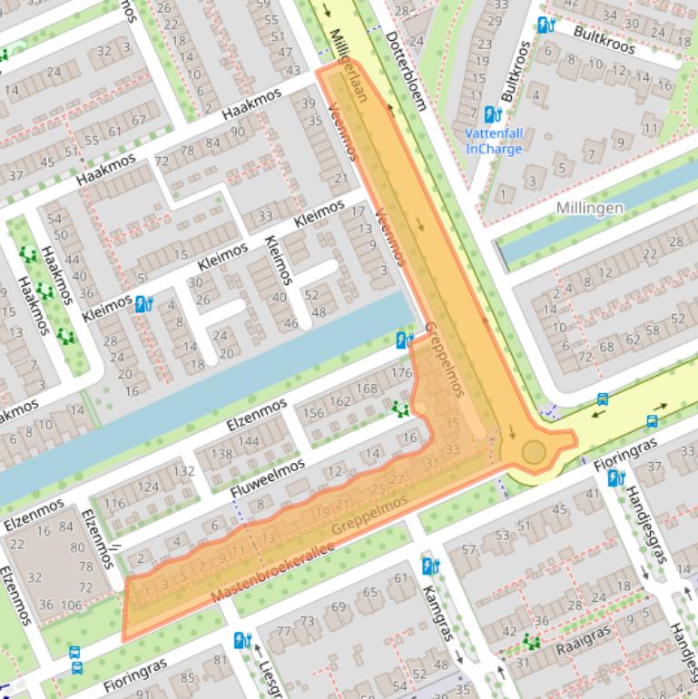 Kaart van postcodegebied 8043KX.