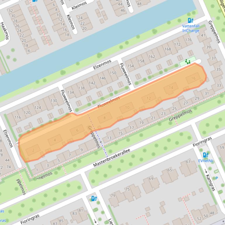 Kaart van postcodegebied 8043KZ.