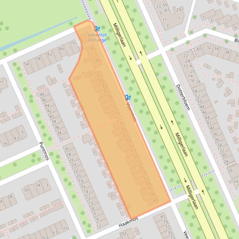 Kaart van postcodegebied 8043MB.