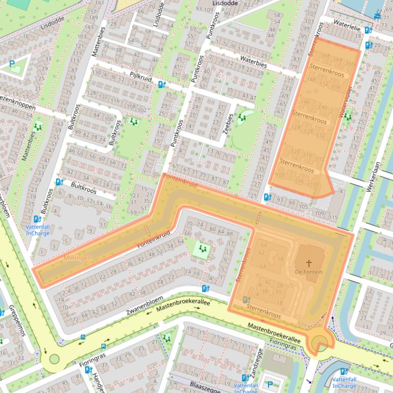 Kaart van postcodegebied 8043NX.
