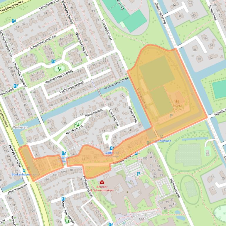 Kaart van postcodegebied 8043WD.