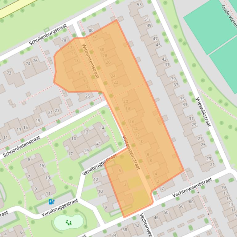 Kaart van postcodegebied 8043WJ.