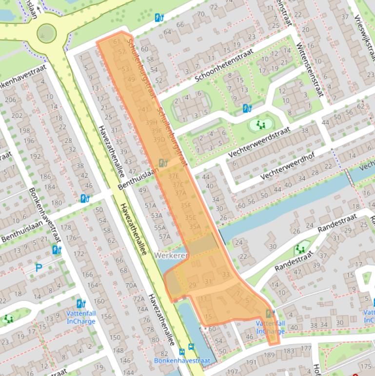 Kaart van postcodegebied 8043WV.