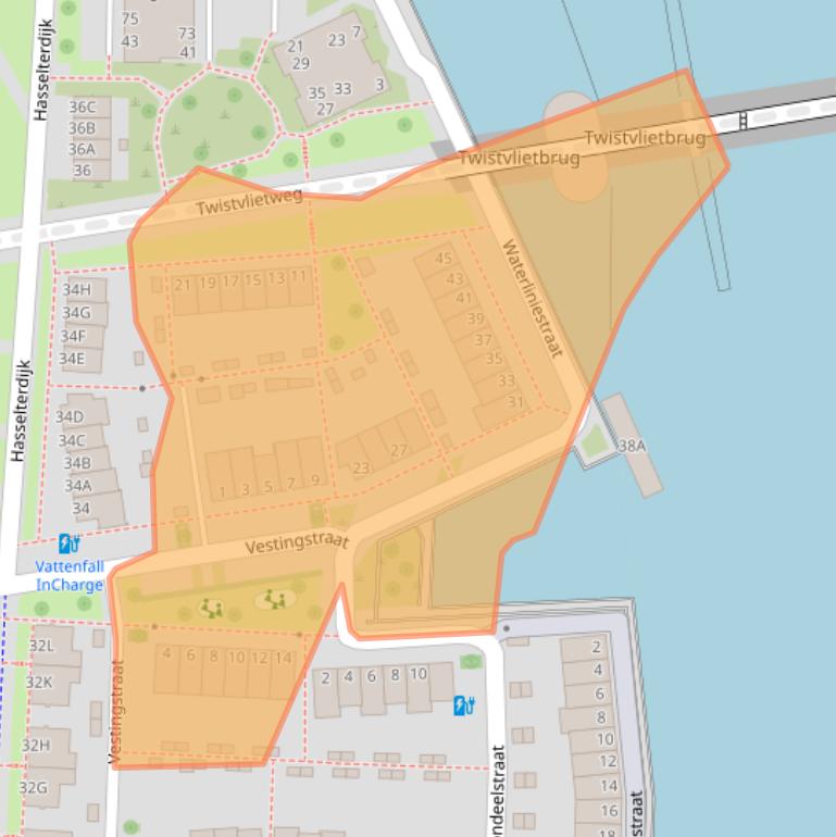 Kaart van postcodegebied 8043ZX.