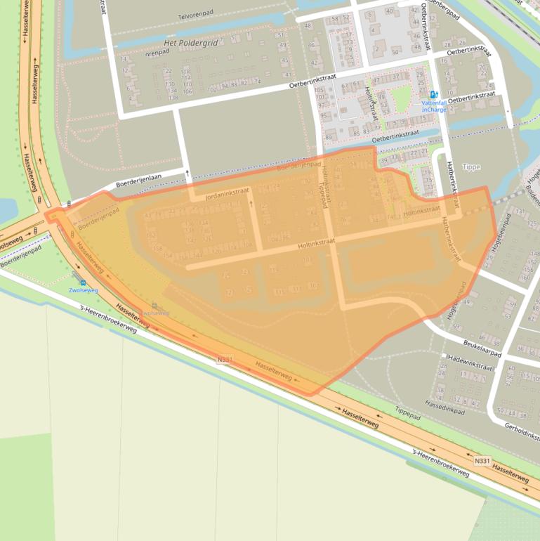 Kaart van postcodegebied 8044AM.