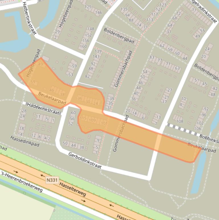 Kaart van postcodegebied 8044AZ.