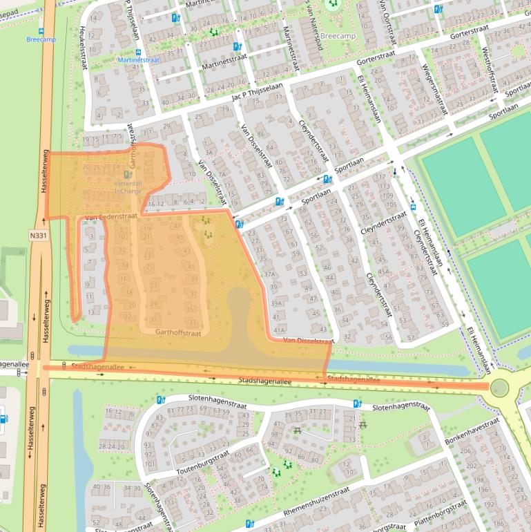 Kaart van postcodegebied 8044PJ.