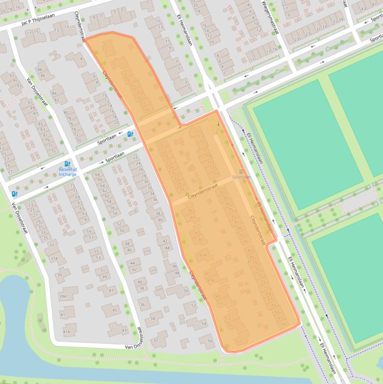 Kaart van postcodegebied 8044PN.