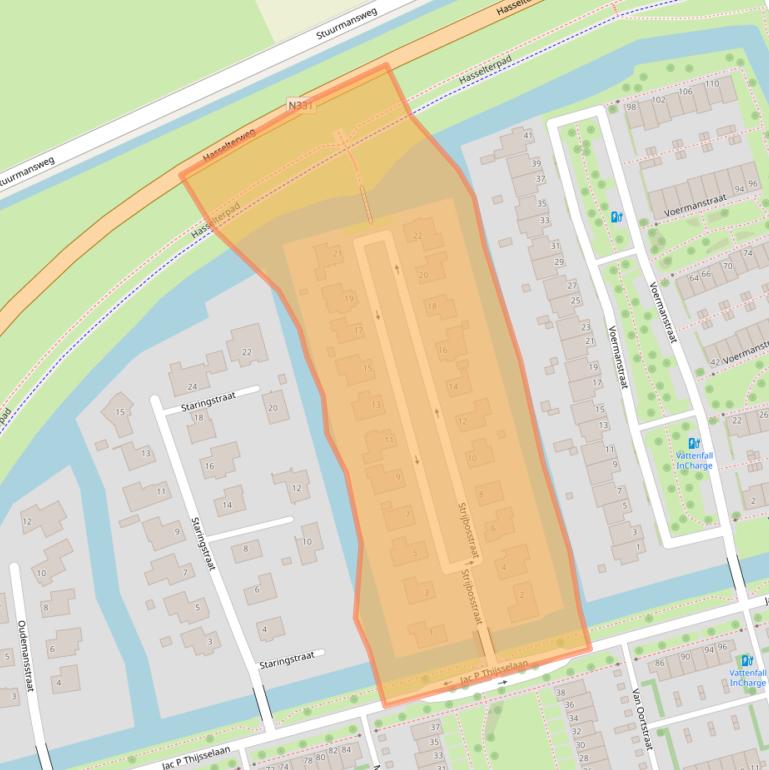 Kaart van postcodegebied 8044RN.