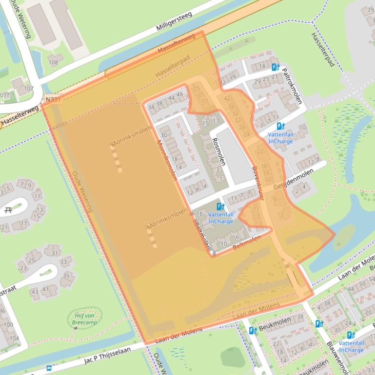 Kaart van postcodegebied 8044TP.