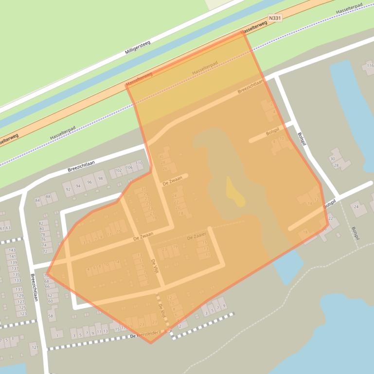 Kaart van postcodegebied 8044VZ.