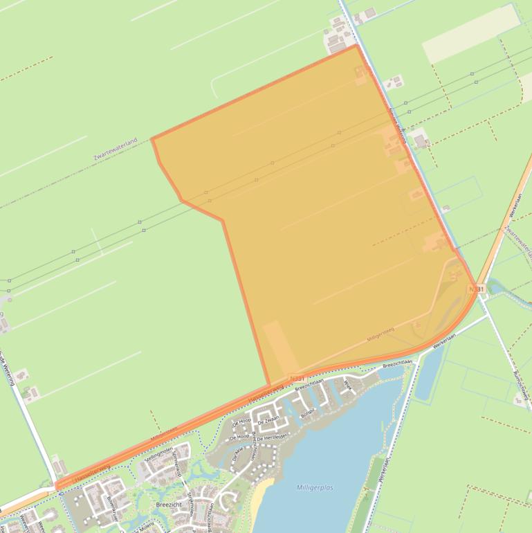 Kaartafbeelding, ingezoomd op postcodegebied 8045.
