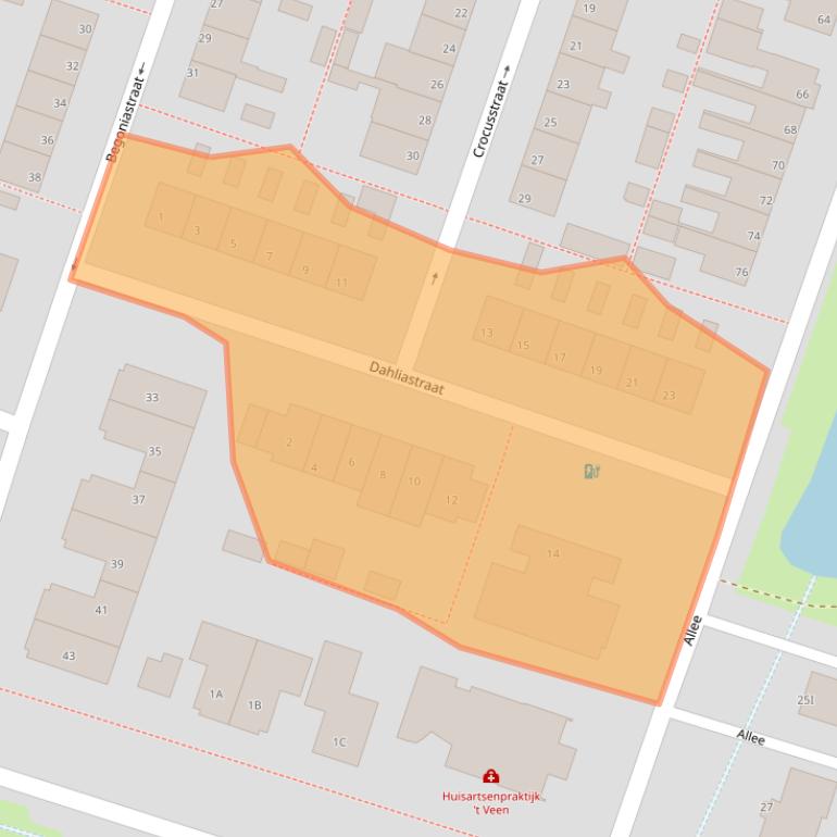 Kaart van postcodegebied 8051DM.