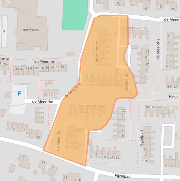 Kaart van postcodegebied 8051KT.