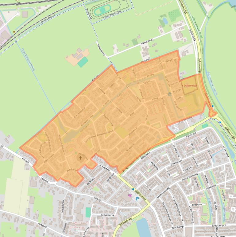 Kaart van postcodegebied 8052.