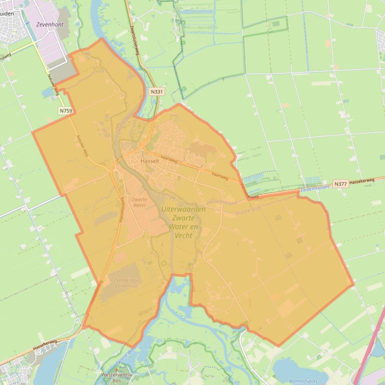 Kaart van postcodegebied 8061.