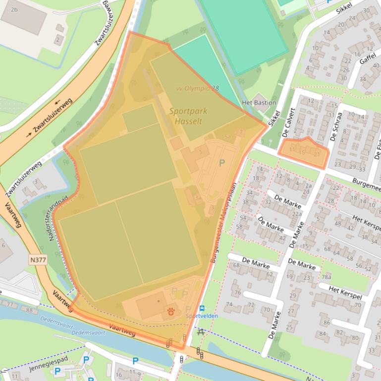 Kaart van postcodegebied 8061AG.